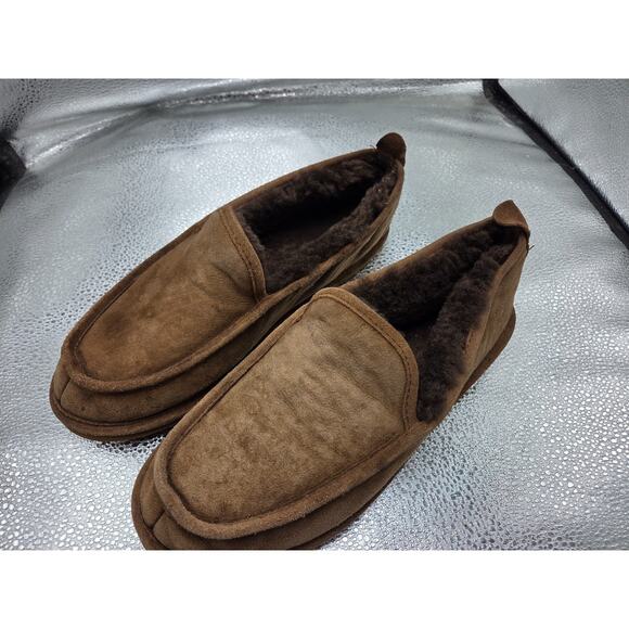 LL Bean ‘Wicked Good” Sheepskin Suede Brown Slip Ons House Slippers Shoes 10M - Picture 2 of 10